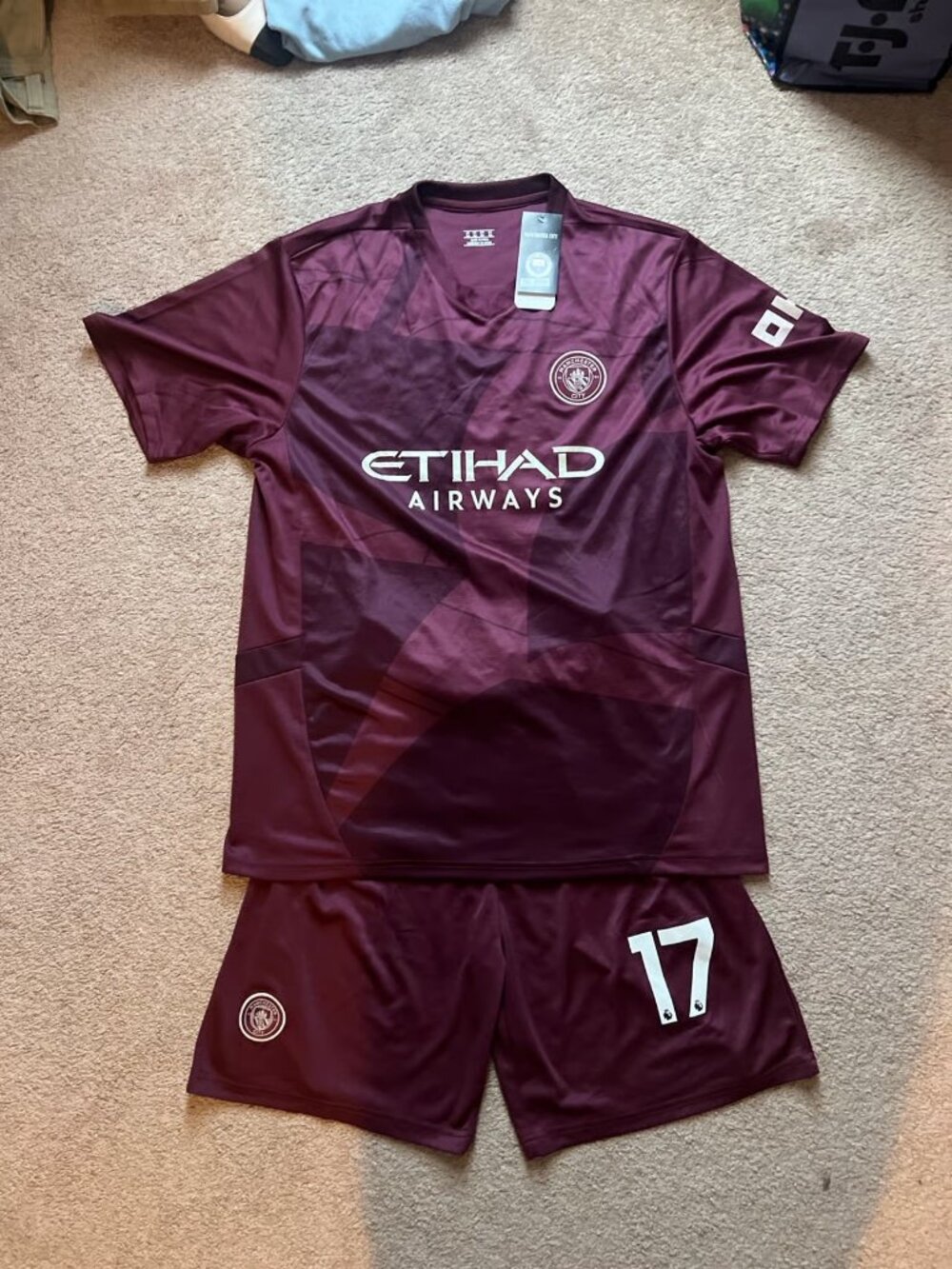 NWT 2024-25 Manchester City Men's‎ De Bruyne Third Jersey and Shorts Kit 2XL